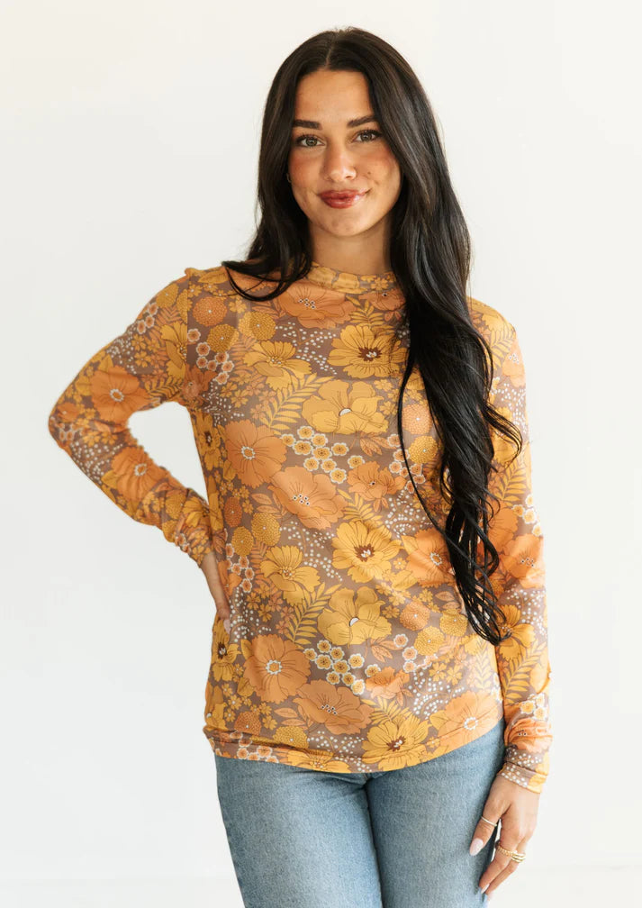 Vintage Floral Mesh Top