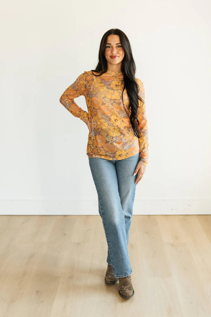 Vintage Floral Mesh Top