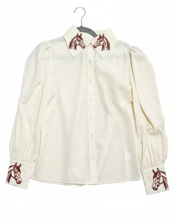 Ivory Horse Embro Blouse