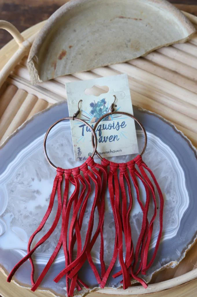 Red Fringe Earrings